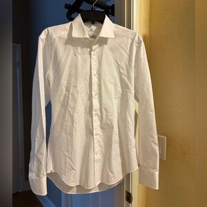 Desirée Men White Slim Fit Cotton Dress Shirt 40 15.5 Gold Detail